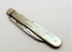 Victorian Silver & Mother of Pearl Fruit Knife - A.H. Tongue 1855