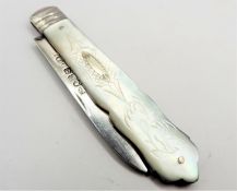 Victorian Silver & Mother of Pearl Fruit Knife - Hilliard & Thomason 1853