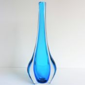 Signed Murano Zanetti Teardrop Stem Vase 40cm Tall Circa 1960's