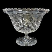 Antique Art Nouveau Etched Cut Crystal Pedestal Bowl