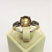 Sterling Silver Citrine & Diamond Ring New With Gift Pouch