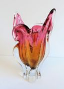 Vintage Murano Sommerso Glass Sculptural Vase Circa 1970's