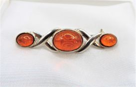 Sterling Silver Baltic Amber Brooch