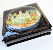 Vintage  Artist Signed Hand Painted Russian Lacquer Box