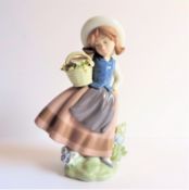 Lladro Sweet Scent Girl With Basket of Flowers Figurine