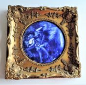 Vintage Gilt Framed Porcelain Fairy Plaque In The Manner of Doulton Burslem