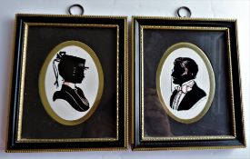 Pair Enid Elliot Linder Signed Silhouettes Miss Esmeralda & The Professor
