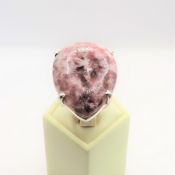 Large Modernist Sterling Silver 35CT Pink Thulite Ring New With Gift Pouch