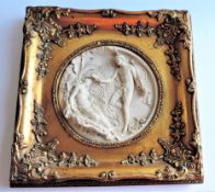 After Edward William Wyon Relief Marble Plaque Oberon and Titania Mounted In Gilt Frame