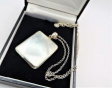 Mother of Pearl Pendant Necklace In Sterling Silver