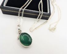 Sterling Silver Jade Pendant Necklace With Gift Pouch