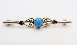 Sterling Silver Cabochon Turquoise Brooch