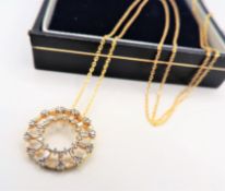 14K Gold on Sterling Silver Pendant Set With 48 Diamonds - New With Gift Box