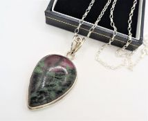 Artisan Sterling Silver Chunky Chrysocolla Gemstone Pendant Necklace