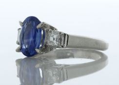 Platinum Oval Cut Sapphire and Diamond Ring (S1.39) 0.28 Carats