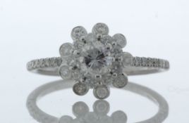 18ct White Gold Flower Halo Diamond Ring 0.76 Carats