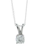 9ct White Gold Single Stone Prong Set Diamond Pendant 0.55 Carats
