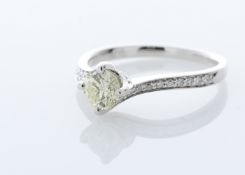 18ct White Gold Diamond Set Shoulders Ring 0.72 Carats