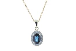 9ct Yellow Gold Diamond and Sapphire Pendant 0.11 Carats