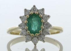 9ct Yellow Gold Oval Centre and Emerald Ring (E0.65) 0.40 Carats