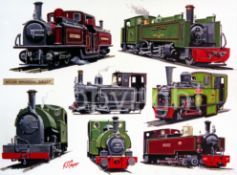 Welsh Narrow Gauge Trains Montage Large Metal Wall Art.