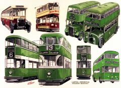 Liverpool City Corporation Bus Montage Large Metal Wall Art.