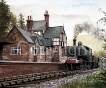GWR Pannier Tank 4612 Train at Berwyn Station Large Metal Wall Art.