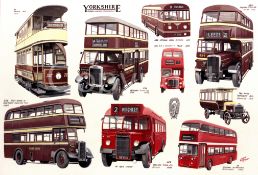 Yorkshire Woollen District Transport Montage Large Metal Wall Art.