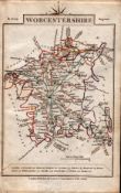 Worcestershire John Cary’s 1792 Antique George III Coloured Engraved Map.