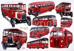 Midland Multi Single Decker Bus Montage Large Metal Wall Art.