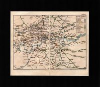 London Railway Lines Detailed Mounted Antique George V Map.