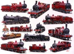 Midland Engines Locomotives Montage Large Metal Wall Art.