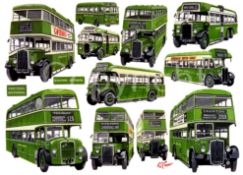 Southern & Western National Bus Montage Large Metal Wall Art.