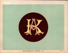 Monogram Piping 3 T. Percy Lewis & A.G Bromley Antique Chromolithograph Print.