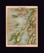 Islay, Jura, Mull, Colonsay Scotland Coloured Mounted Antique Map.
