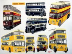 Newcastle Enterprise & Silver Dawn Bus Montage Large Metal Wall Art.