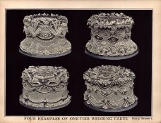 1-Tier Wedding Cake T. Percy Lewis & A.G Bromley Antique Chromolithograph Print.