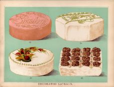 Gateaux Cakes 3 T Percy Lewis AG Bromley Antique Chromolithograph Print