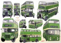 Salford City Transport Bus Montage Large Metal Wall Art.