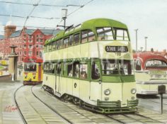 Blackpool Corporation Electric Tram 720 Large Metal Wall Art.