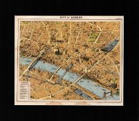 City of London & The Underground Detailed Mounted Antique George V Map.