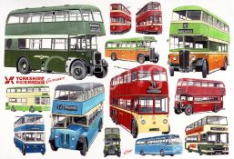 Yorkshire Bus Rider Constituents Montage Large Metal Wall Art.