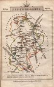Bedfordshire John Cary’s c1791 Antique Coloured Engraved Map.