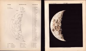Moon Sixth Day Cycle Victorian 1892 Atlas of Astronomy 30.