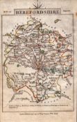 Herefordshire John Cary’s 1792 Antique George III Coloured Engraved Map.