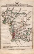 Middlesex John Cary’s 1792 Antique George III Coloured Engraved Map.