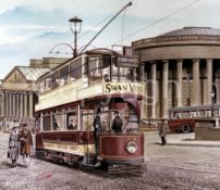 Liverpool Dale Street Tram No 231 Scene Large Metal Wall Art.