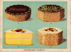 Gateaux Cakes 2 T Percy Lewis AG Bromley Antique Chromolithograph Print.