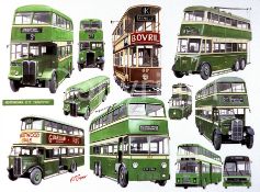 Nottingham City Transport Bus Montage Large Metal Wall Art.