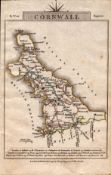 Cornwall John Cary’s 1792 Antique George III Coloured Engraved Map.
